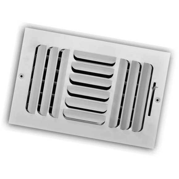 3-Way Steel Fixed Curved Blade Wall / Ceiling Register 10 in. x 6 in., White - Picture 1 of 3